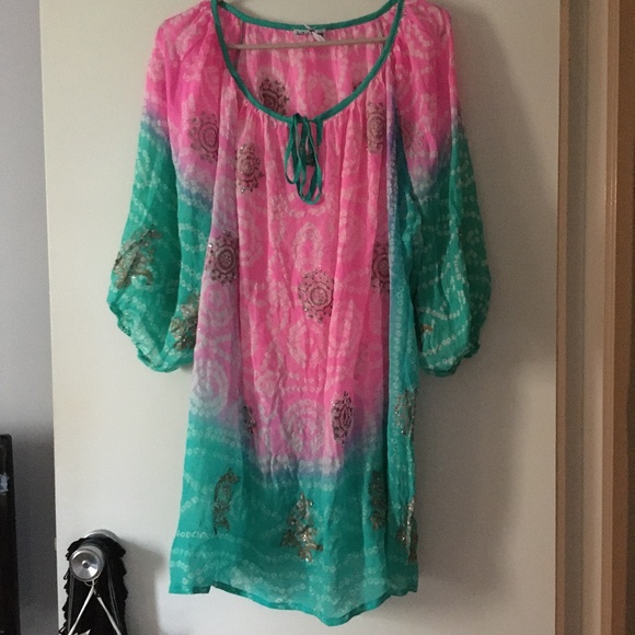 JULIET DUNN London Pure Silk Beach Resort Dress One Size - Picture 1 of 5